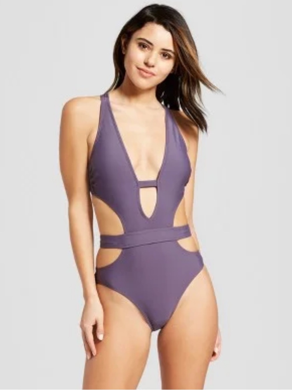 Xhilaration Deep Plunge One-Piece Swimsuit